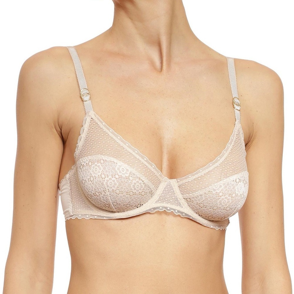 NWT Stella McCartney Amber Imagining Underwire Bra Oyster Beige Floral Lace 36D